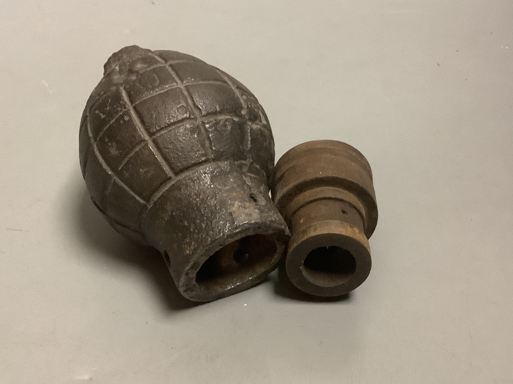 An inert WWII French citrus grenade. Please note - only available to UK buyers. Collection only - postage not available.